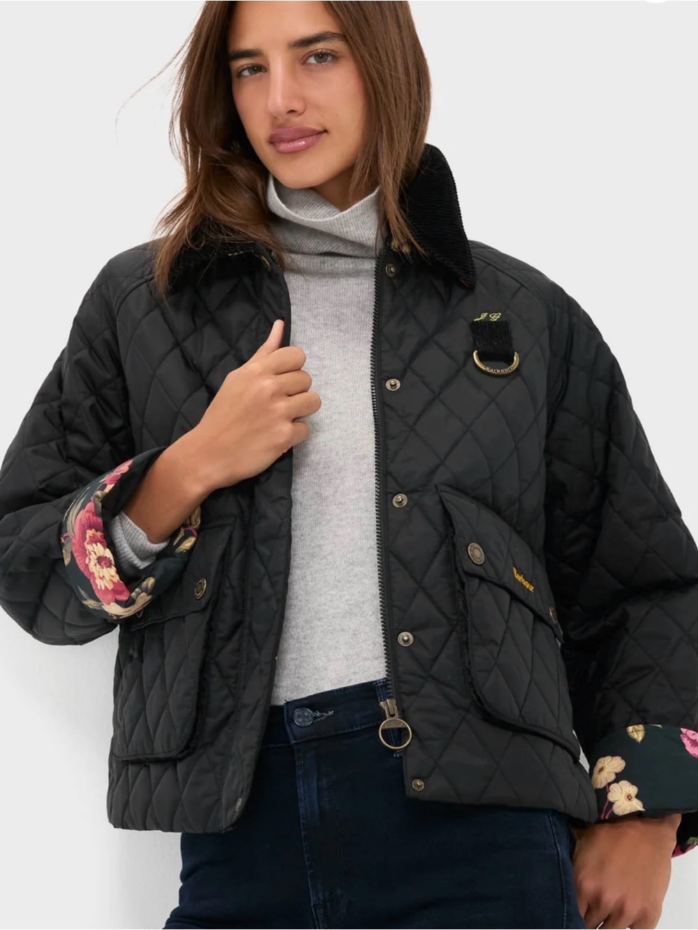 Black Barbour x Tuckernuck Kinsley Quilt Black Jacket UK 14 US 10